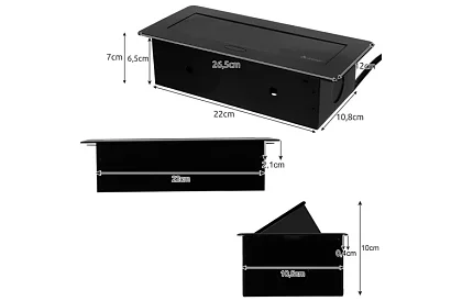 Vestavná výklopná zásuvka 2x 220V + 2x USB – černá