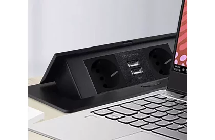 Vestavná výklopná zásuvka 2x 220V + 2x USB – černá