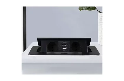 Vestavná výklopná zásuvka 2x 220V + 2x USB – černá