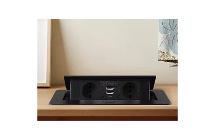 Vestavná výklopná zásuvka 2x 220V + 2x USB – černá