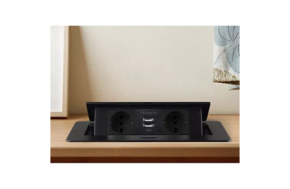 Vestavná výklopná zásuvka 2x 220V + 2x USB – černá