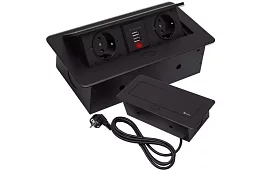 Vestavná výklopná zásuvka 2x 220V + 2x USB – černá