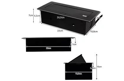 Vestavná výklopná zásuvka 3× 220 V – černá