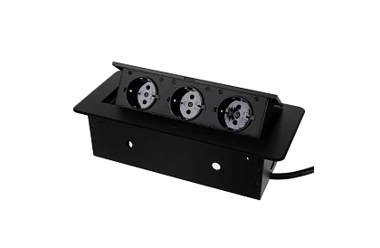 Vestavná výklopná zásuvka 3× 220 V – černá