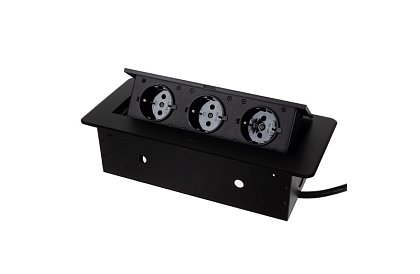 Vestavná výklopná zásuvka 3× 220 V – černá