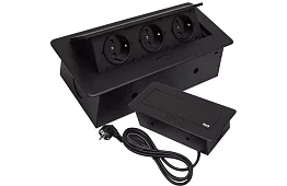 Vestavná výklopná zásuvka 3× 220 V – černá