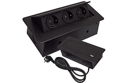 Vestavná výklopná zásuvka 3× 220 V – černá