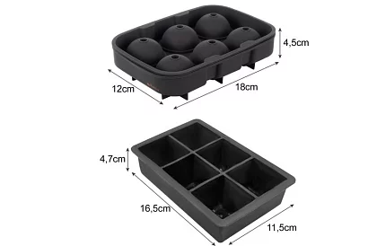 2 silikonové formy na led - koule a kostky XXL