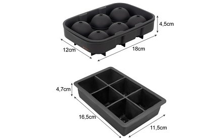 2 silikonové formy na led - koule a kostky XXL