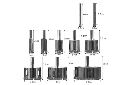 Diamantové vykružováky - sada 10 velikostí