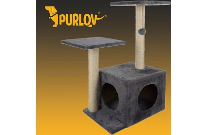 Šedé škrabadlo pro kočky - 71 x 44 x 34 cm