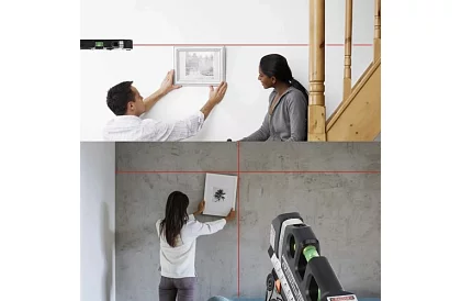 Laserová vodováha se svinovacím metrem – 250 cm