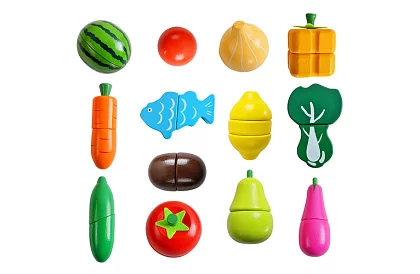 Dřevěná hračka – krájení zeleniny s příslušenstvím - 34 dílů