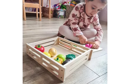 Dřevěná hračka – krájení zeleniny s příslušenstvím - 34 dílů