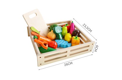Dřevěná hračka – krájení zeleniny s příslušenstvím - 34 dílů