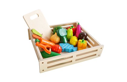 Dřevěná hračka – krájení zeleniny s příslušenstvím - 34 dílů