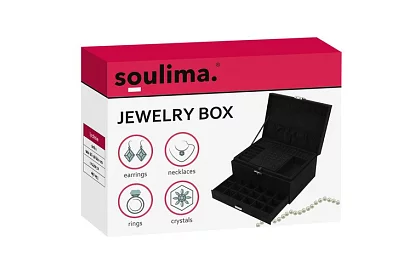 Elegantní semišová šperkovnice - černá