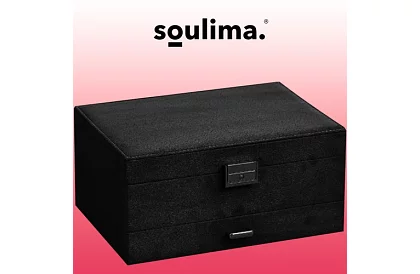 Elegantní semišová šperkovnice - černá