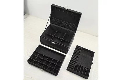 Elegantní semišová šperkovnice - černá