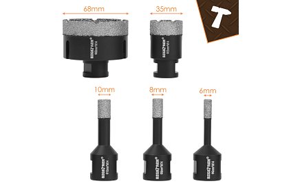 Diamantové děrové vykružováky M14 6–68 mm - sada 7 dilů + adaptér