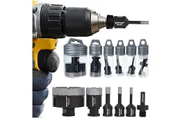 Diamantové děrové vykružováky M14 6–68 mm - sada 7 dilů + adaptér