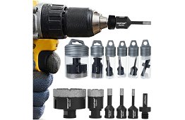 Diamantové děrové vykružováky M14 6–68 mm - sada 7 dilů + adaptér