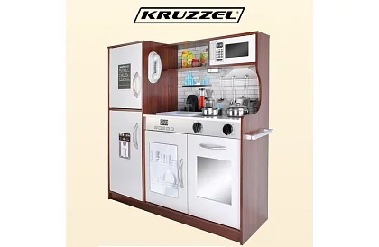 Dřevěná dětská kuchyně XL s příslušenstvím - hnědá