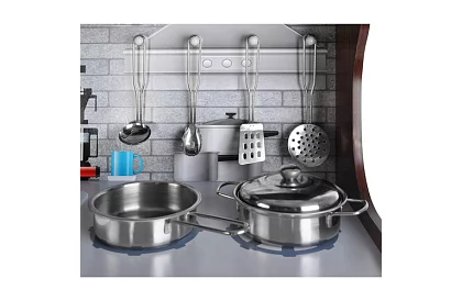 Dřevěná dětská kuchyně XL s příslušenstvím - hnědá