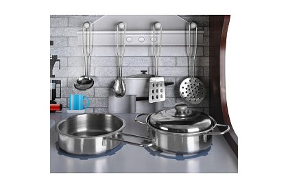 Dřevěná dětská kuchyně XL s příslušenstvím - hnědá