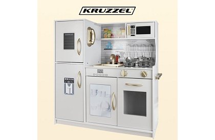 Dřevěná dětská kuchyně XL s příslušenstvím – bílá