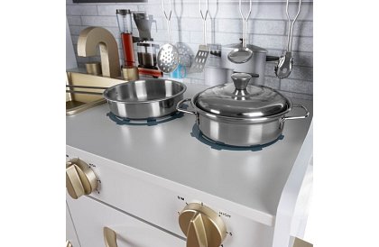 Dřevěná dětská kuchyně XL s příslušenstvím – bílá