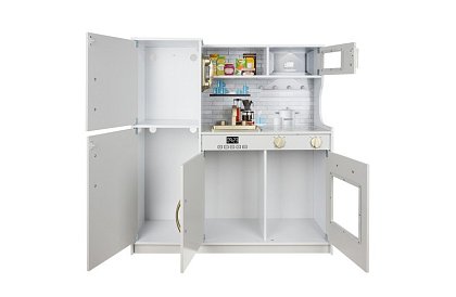 Dřevěná dětská kuchyně XL s příslušenstvím – bílá