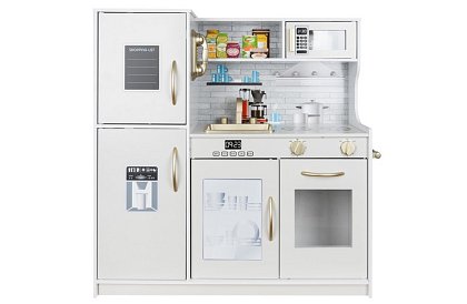 Dřevěná dětská kuchyně XL s příslušenstvím – bílá