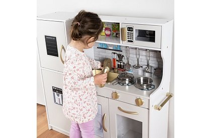 Dřevěná dětská kuchyně XL s příslušenstvím – bílá