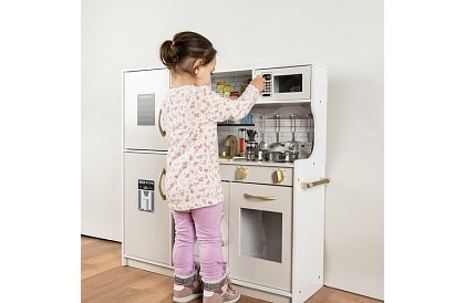 Dřevěná dětská kuchyně XL s příslušenstvím – bílá