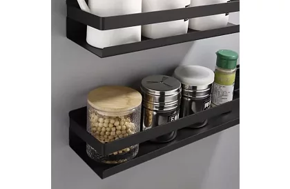 Koupelnová polička - černá - 50 cm