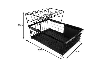 Odkapávač na nádobí - černý - dvoupatrový