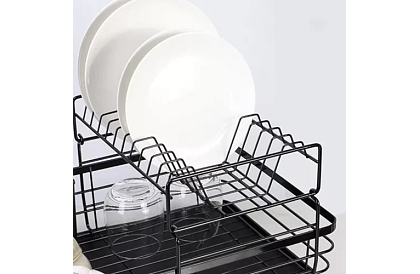 Odkapávač na nádobí - černý - dvoupatrový