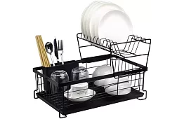 Odkapávač na nádobí - černý - dvoupatrový