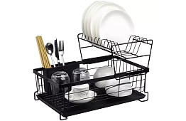 Odkapávač na nádobí - černý - dvoupatrový