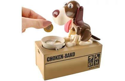 Pokladnička na mince – Hladový pes - hnědý