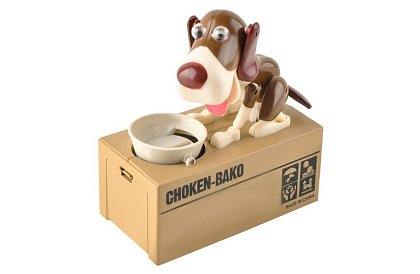 Pokladnička na mince – Hladový pes - hnědý