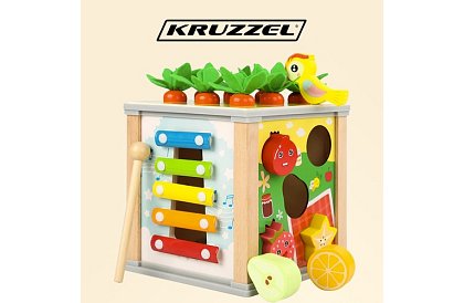 Dřevěná smyslová a vzdělávací kostka