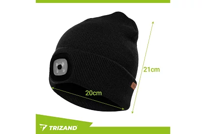 Dvouvrstvá zimní čepice s LED svítilnou - černá