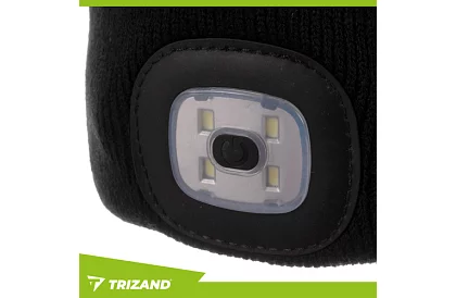 Dvouvrstvá zimní čepice s LED svítilnou - černá