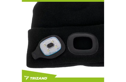 Dvouvrstvá zimní čepice s LED svítilnou - černá