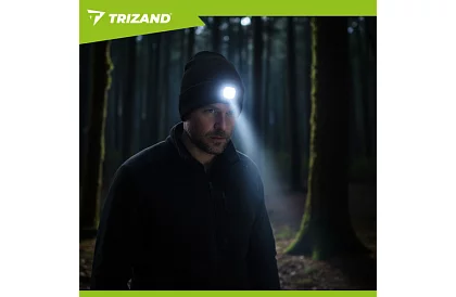 Dvouvrstvá zimní čepice s LED svítilnou - černá