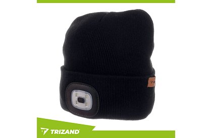 Dvouvrstvá zimní čepice s LED svítilnou - černá