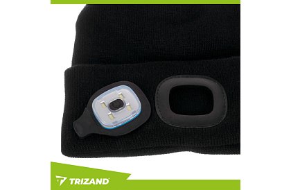 Dvouvrstvá zimní čepice s LED svítilnou - černá