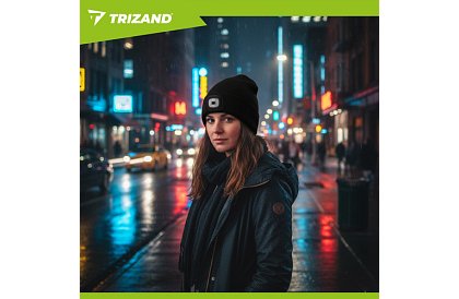 Dvouvrstvá zimní čepice s LED svítilnou - černá